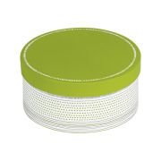 Box Cardboard round decor green / gray / white D16x7,5cm, LA201XS