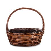 Oval wicker basket, brown, 35x30x12 cm, SP609M