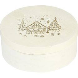 Box wood round nature, D14x5.5 cm, B129P