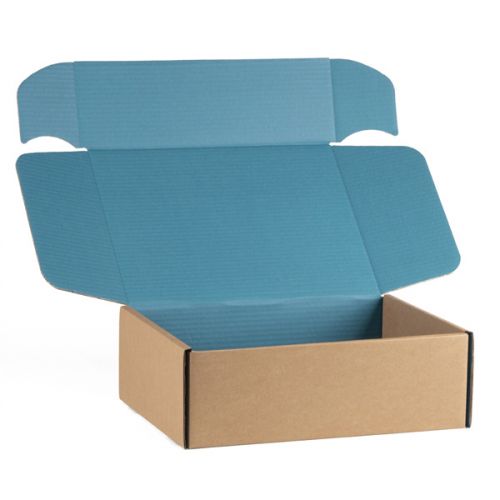 Cardboard rectangular box, kraft and blue, 25x18.5x9.5 cm, CV506SB
