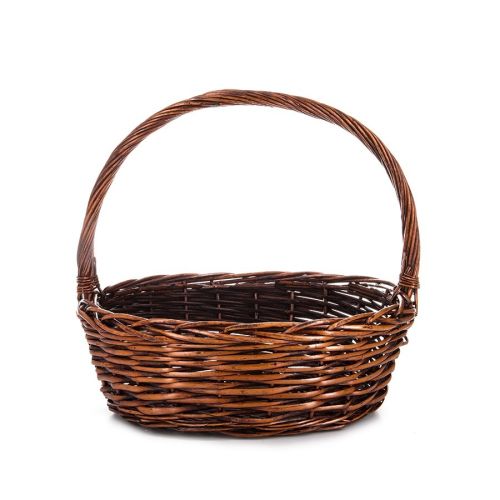 Oval wicker basket, brown, 30x25x11 cm, SP609P