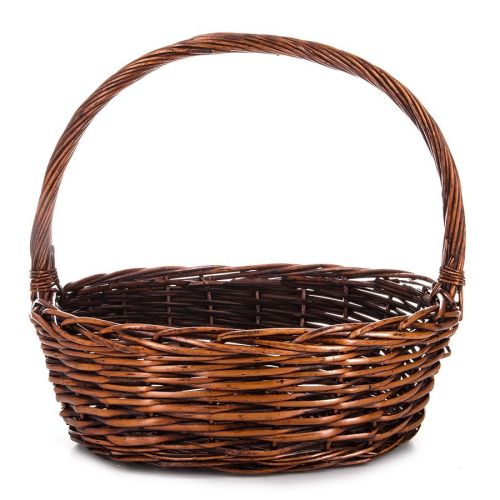 Oval wicker basket, brown, 40x35x13 cm, SP609G