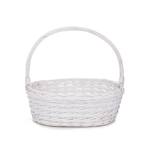 Oval wicker basket, white, 30x25x11 cm, SP610P