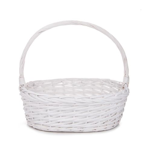 Oval wicker basket, white, 35x30x12 cm, SP610M