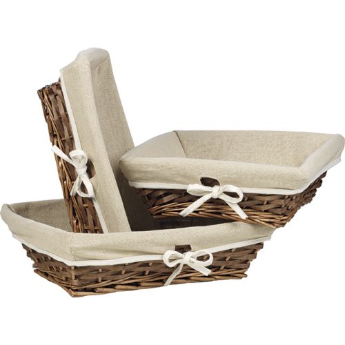 Wooden rectangular wicker tray, with fabric, 33x23x9 cm, J454M