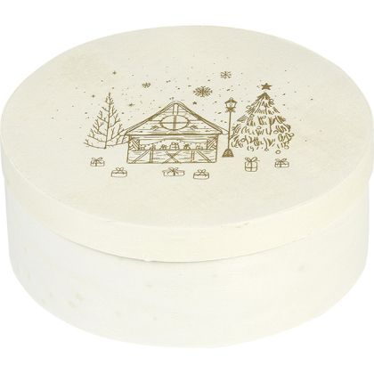 Box wood round nature, D14x5.5 cm, B129P