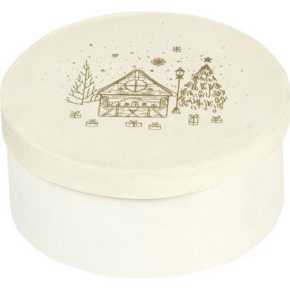 Box wood round nature, D11.5x5.5 cm, B129S