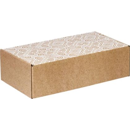 Rectangular cardboard kraft box "BOHO", 33.0 x 18.5 x 9.5 cm, CV605P