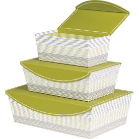 Box Cardboard rectangular decor green / gray / white magnetic closure 28x17x10cm, LA206P
