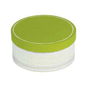 Box Cardboard round decor green / gray / white D16x7,5cm, LA201XS