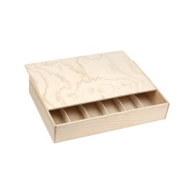 Box Wine Pinewood 6 Bottles "Bordeaux" with sliding lid Int.Dim, 49.4x32.3x7.9 cm, GVBX-6BPN