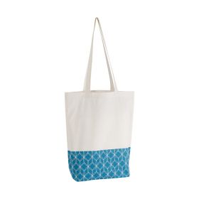 Tote Bag Cotton Natural color Bleu Geometrical circles 2 handles  38x42cm, SC060RB