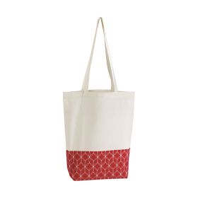 Tote Bag Cotton Natural color Red Geometrical circles 2 handles 38x42cm, SC058RR