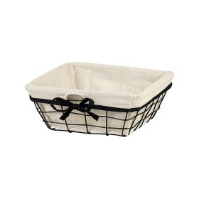 Квадратен метален поднос, с ленен плат 22x22x9cm, F232C