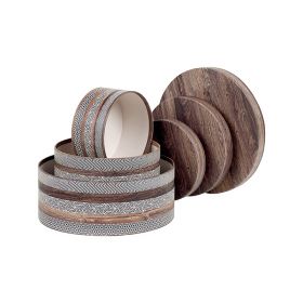 Round cardboard giftbox /  brown and cream design  D16x7,5cm, TR101XS