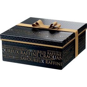 Box Square Cardboard, decor Savoureux, black / copper, UV Printing, ribbon, flat copper 21x21x9cm, SV306S