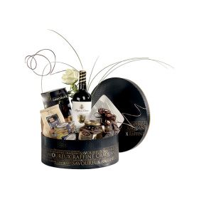 Box Cardboard round "Savoureux" black / copper D33,5x12cm, SV301M