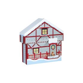 Box Cardboard Chalet shape Red/White/Hot gliding gold "Bonnes Fêtes"  18,7x19,3x7,9cm, BF210S