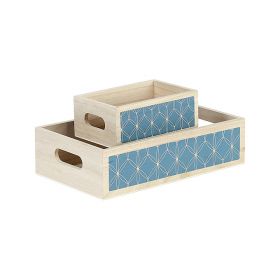 Tray Wood Rectangle Blue Geometrical circles Handles  15x10x7cm, B186XSB