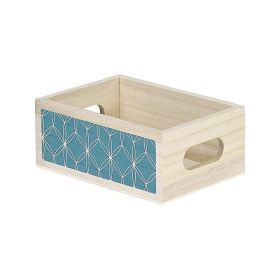 Tray Wood Rectangle Blue Geometrical circles Handles  15x10x7cm, B186XSB