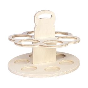 Beer Holder Wood Round with  handle 6 Cans 33cl D28,8x19,1cm, GB006C33