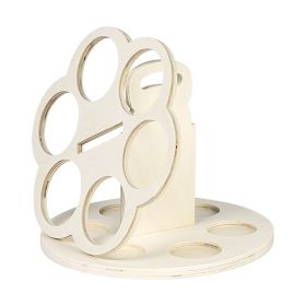 Beer Holder Wood Round with  handle 6 Cans 44cl D28,8x19,1 cm, GB006C44