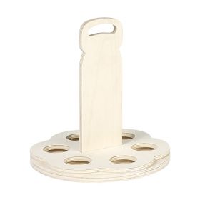 Дървена поставка за бира с дръжка, 6 бутилки D22x22cm, GB006LN