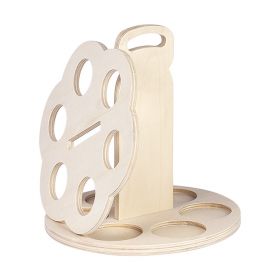 Дървена поставка за бира с дръжка, 6 бутилки D22x22cm, GB006LN