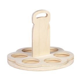 Дървена поставка за бира с дръжка, 6 бутилки D24x19,1cm, GB006ST