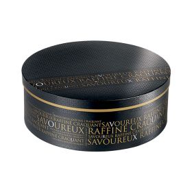 Box Cardboard round "Savoureux" black / copper D33,5x12cm, SV301M