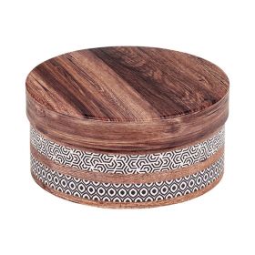 Round cardboard giftbox /  brown and cream design  D20x9cm, TR101S