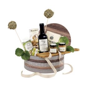 Round cardboard giftbox /  brown and cream design  D20x9cm, TR101S