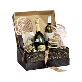 Box Cardboard rectangular "Savoureux" black / copper 35x25x14cm, SV300G