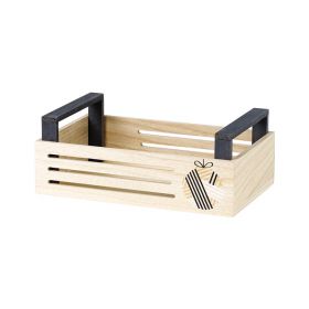 Crate Wood rectangle nature / gray / black / white / gold decor Christmas ball 26,5x16x7/10cm, B073PK