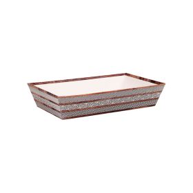 Rectangular cardboard tray / brown and cream design  27x20x5cm, TR103P