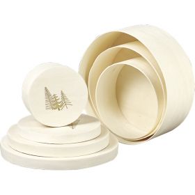 Box wood round nature decor Christmas Trees color gold D14x5,5cm, B099P