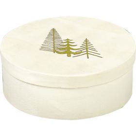 Box wood round nature decor Christmas Trees color gold D14x5,5cm, B099P