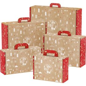 Briefcase type cardboard box "Ho ho ho", 34.2x25x11.5 cm, CV032M