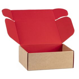 Cardboard rectangular box, kraft and red, 25x18.5x9.5 cm, CV505SR