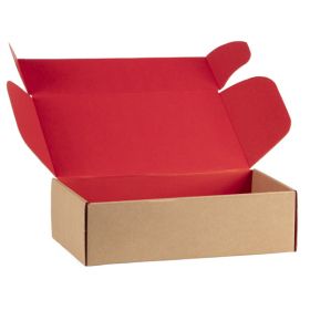 Cardboard rectangular box, kraft and red, 33x18.5x9.5 cm, CV505PR