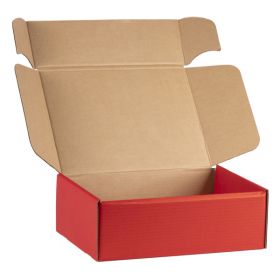 Cardboard rectangular box, kraft and red, 34.2x25x11.5 cm, CV505MR
