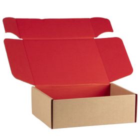Cardboard rectangular box, kraft and red, 34.2x25x11.5 cm, CV505MR