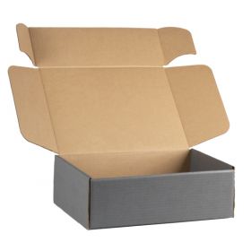 Cardboard rectangular box, kraft and gray, 34.2x25x11.5 cm, CV507MG