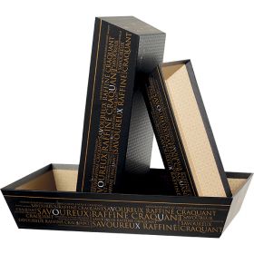 Tray cardboard rectangular "Savoureux" black/copper/UV Printing, 33x20x7cm, SV304M