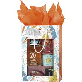 Bag paper orange/fresh PET window white cord handles eyelet, 20x10x29 cm, SB261S