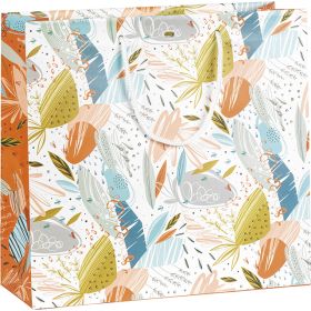 Bag paper orange/fresh white cord handles eyelet, 35x13x33 cm, SB263G