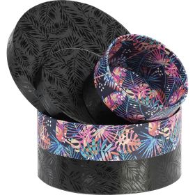 Box cardboard round black/UV printing/tropical, 6xD10 cm, PC213K