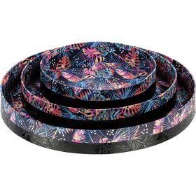 Tray cardboard round black/UV printing/tropical, 3.2x D25.4 cm, PC215GK