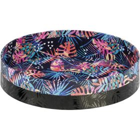 Tray cardboard round black/UV printing/tropical, 3.2x D15.4 cm, PC215PK