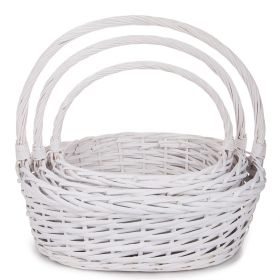 Овална плетена кошница, бяла, 30x25x11 см, SP610P